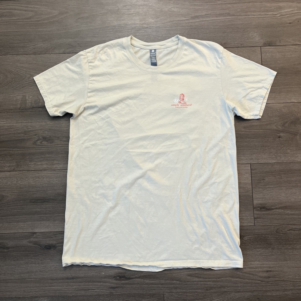 Simply Southern Collection Mens L T Shirt Cream Short Sleeve